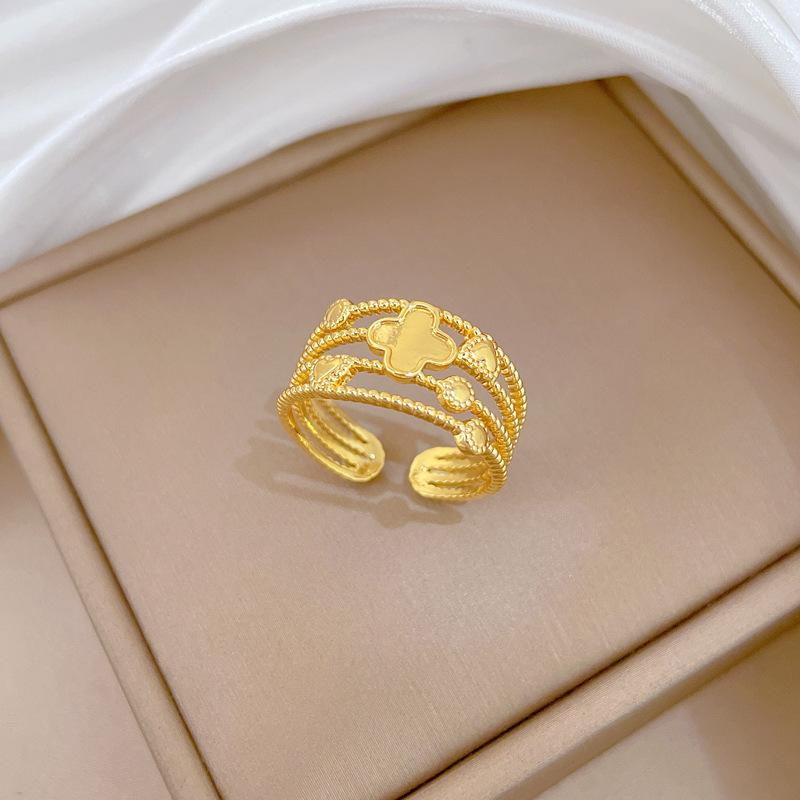 Real Gold Minimalist Fengsen Ring Opening Adjustable Simple Jewelry Japanese Ring Couple Ring