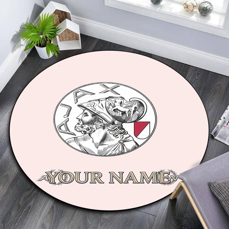 Custom Name,AFC Ajax pattern round rug,Carpet Rug for Living Room Bedroom Playroom ,Non-slip Floor Mat,Holiday Gifts and Birthday Gifts.