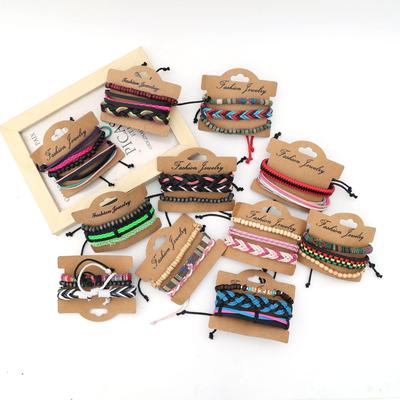 Unisex Handgeweven Leren & Houten Kralen Armband
