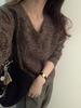 2025 Autumn/Winter Women's V-neck Chunky Knit Loose Pullover Sweater