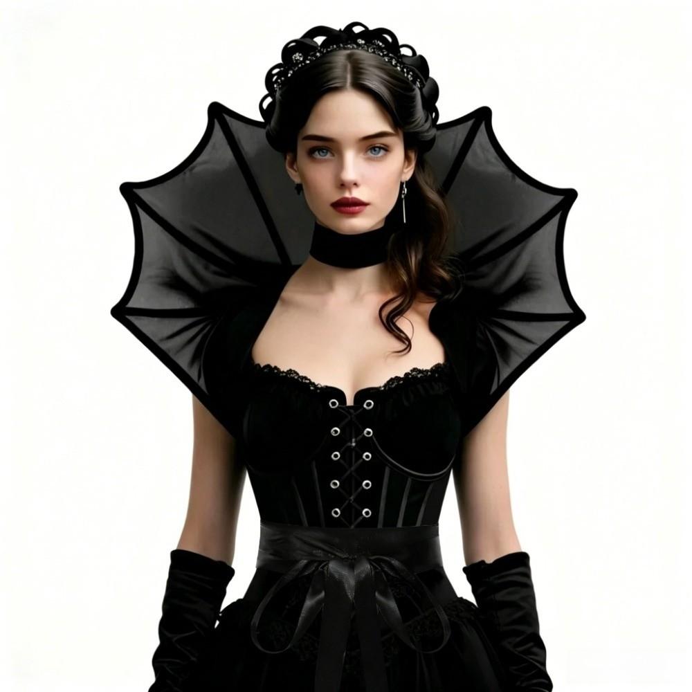 Lace Queen Cosplay Cloak Mesh Halloween Costume Accessories Victorian Stand Up Collar Women