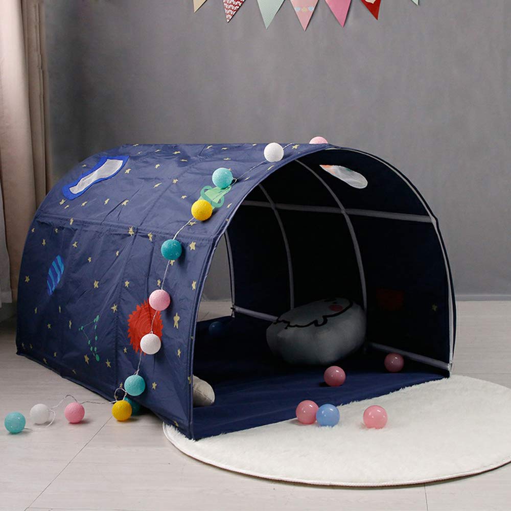 Kids' Bed Tent, Playhouse, Kids Play Tent, Room Decor, Tunnel Tent, Bed Fall Prevention, Baby Sleeping Toy, Ages 2-14, Blue