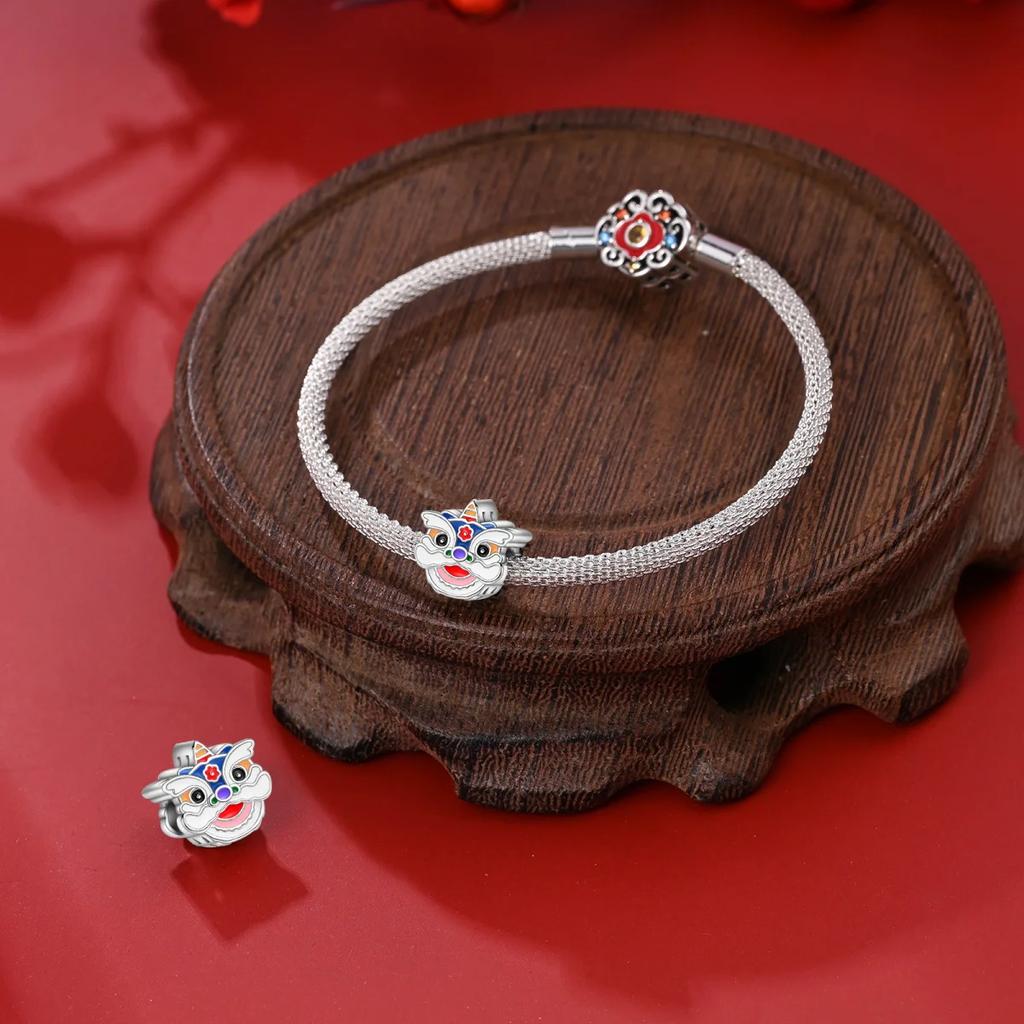 Charms Original Copper Plated White Lion Beads Fit Bracelet Diy Fine Gift Women Delicate Jewelry Accessory