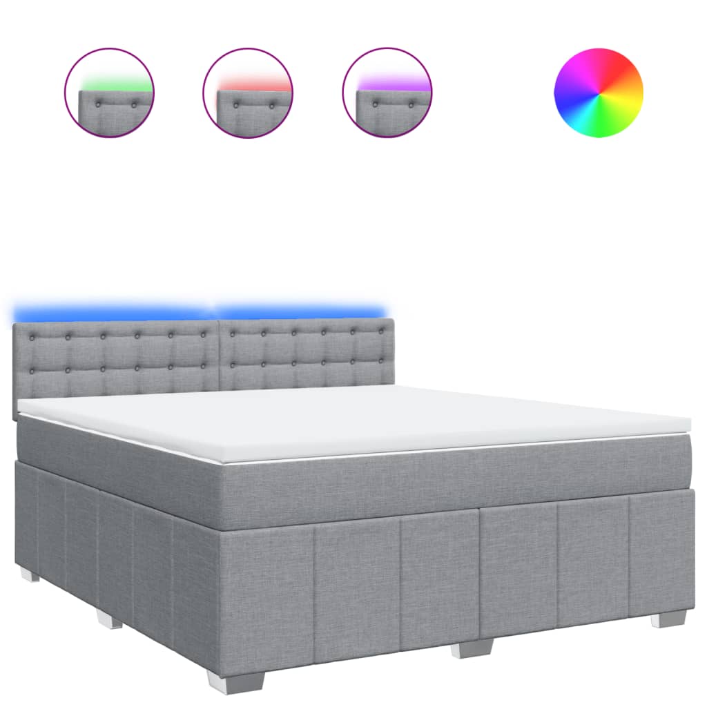 Vidaxl Letto Continentale Con Materasso, Grigio Chiaro, Tessuto, 180X200Cm