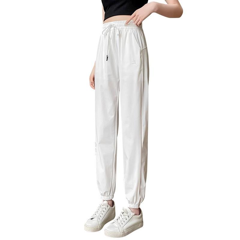 Quick-drying pants new high-waisted casual sweatpants summer loose ice silk sunscreen thin sweatpants children