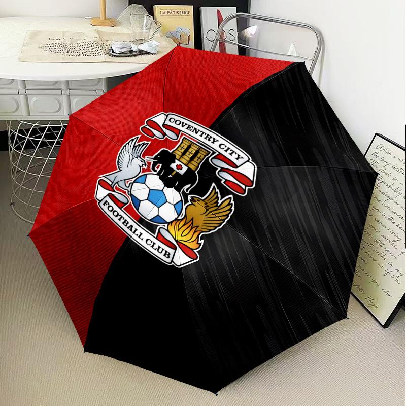 1PC Coven-try Football Club Crest Printed Umbrella Folding umbrella, automatic umbrella 8-Frame for Travel, camping Fan gifts Christmas Gifts