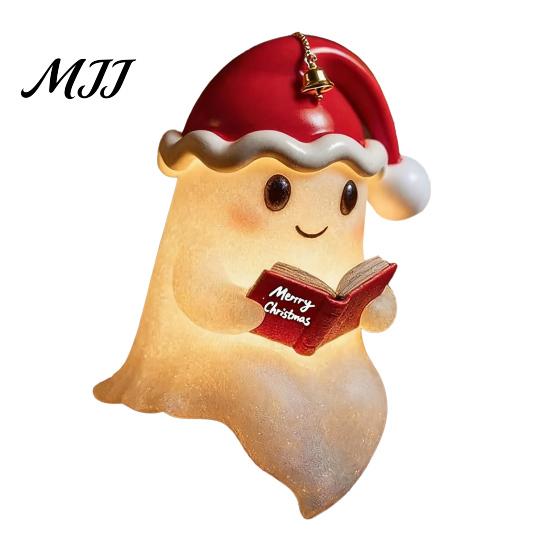 Party Space Decoration Reading Ghost Night Light Cute 3D Xmas Hat Bedside Lamp Bedroom Resin Book Nightlight for Study Room Decor