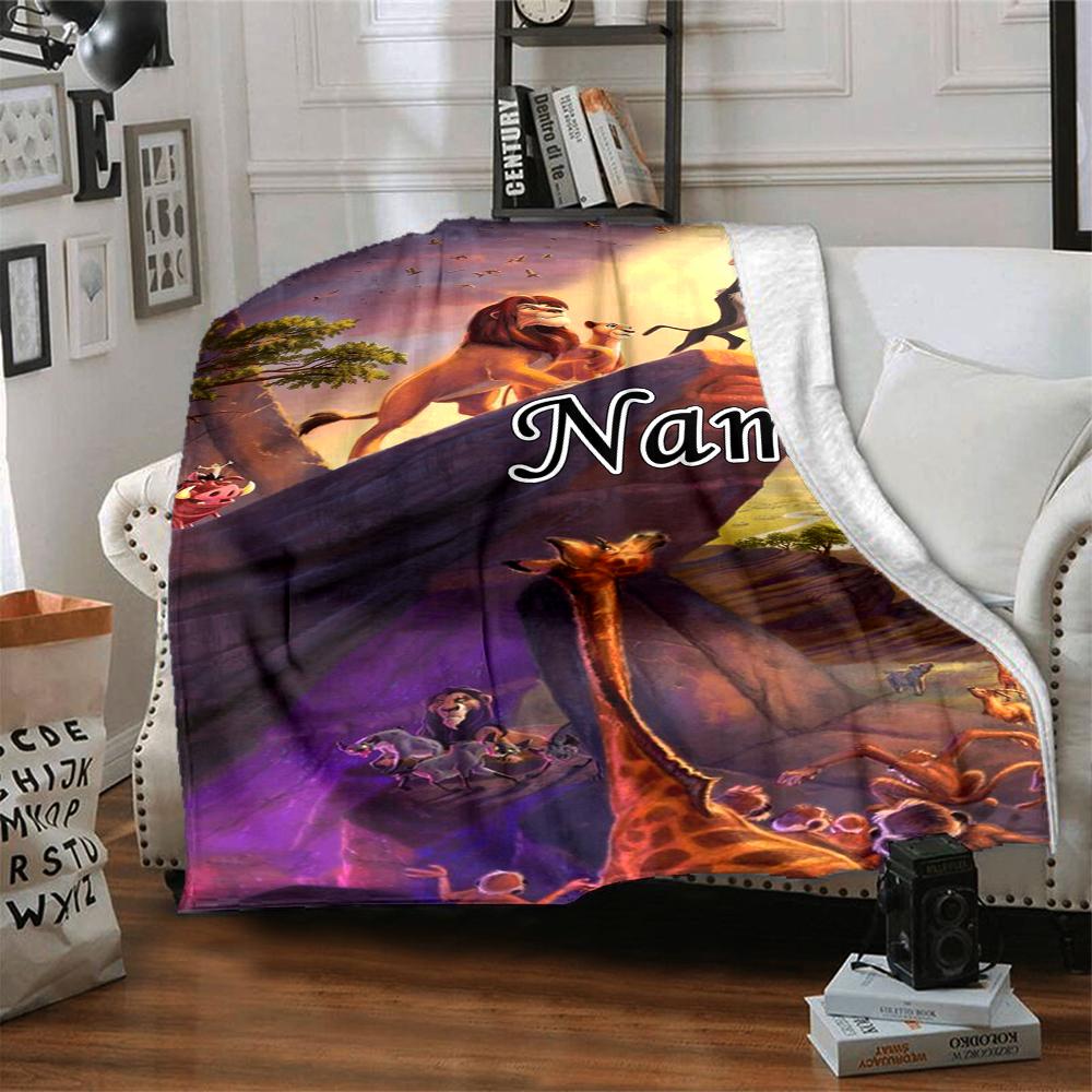 Custom Name Lion Adventure Party Blanket For Couch Bed Plush Cozy Fuzzy Blanket Super Soft Warm Blankets For Fall And Winter 0916267
