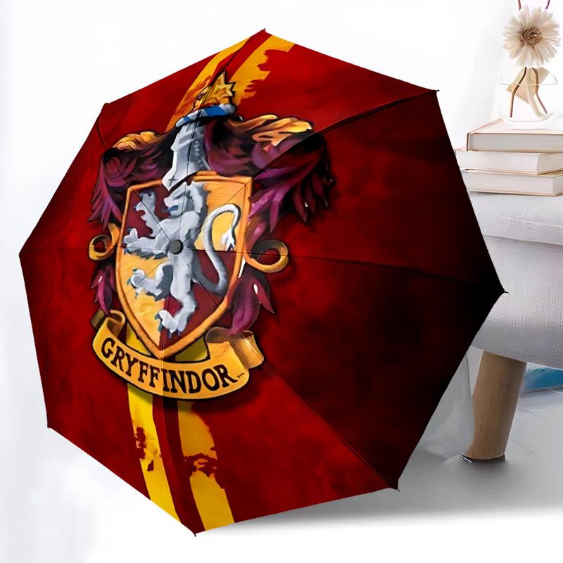 1pc Gryffindor Crest Automatic Folding Umbrella, Portable Collapsible Design, 8-Rib Iron Frame, , All-Season Casual Outdoor Accessory for Christmas Bi