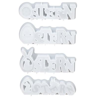 Cute Easter Bunny Silicone Mold Non-Stick Reusable Easter Letter Ornament Flexible Handmade Rabbit Cement Mold Craft Making