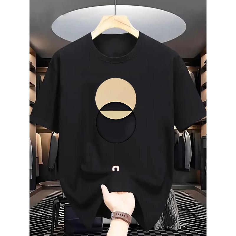 

Европейские размеры Мужская летняя модная футболка с уникальным графическим принтом - Повседневная, с круглым вырезом, Машинная стирка S чёрный