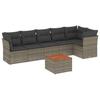 7-teiliges Gartensofa-Set mit Kissen, graues Poly-Rattan