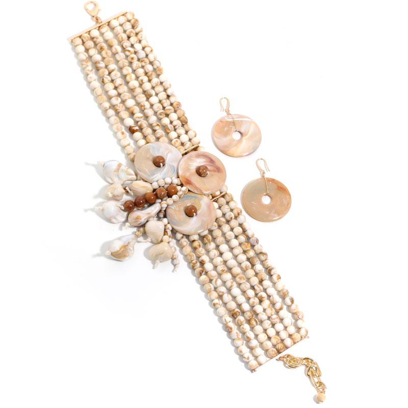 Statement Boho Multi-layer Beaded Necklace&Earrings Handmade for Women Wedding Party Jewelry