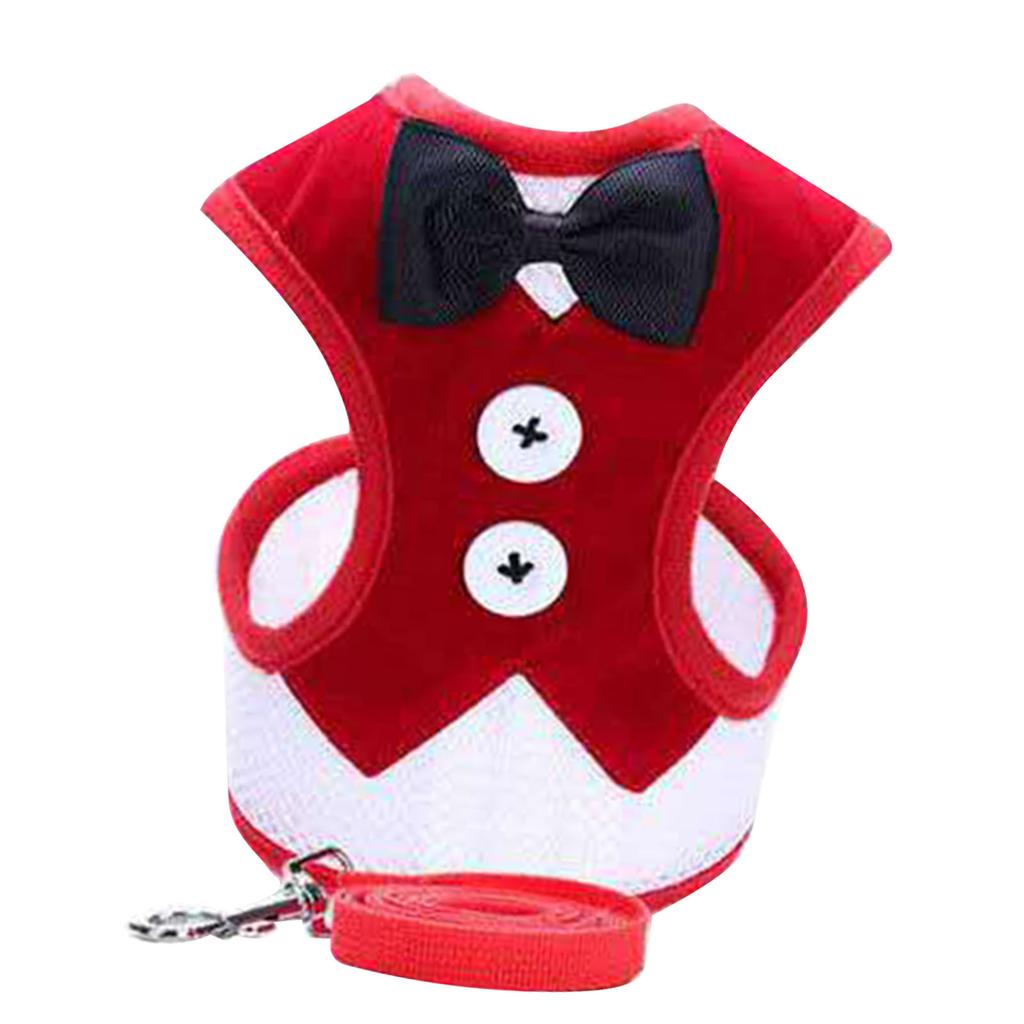 Dog Harness Leash Bow Tie Breathable Comfortable Durable Dog Harness and Leash Set for Walking