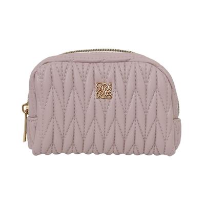 Quilted Makeup Pouch, Lightweight, Small, Large Capacity, Freestanding, Multi-Pouch, Compact, Women's (Pink)