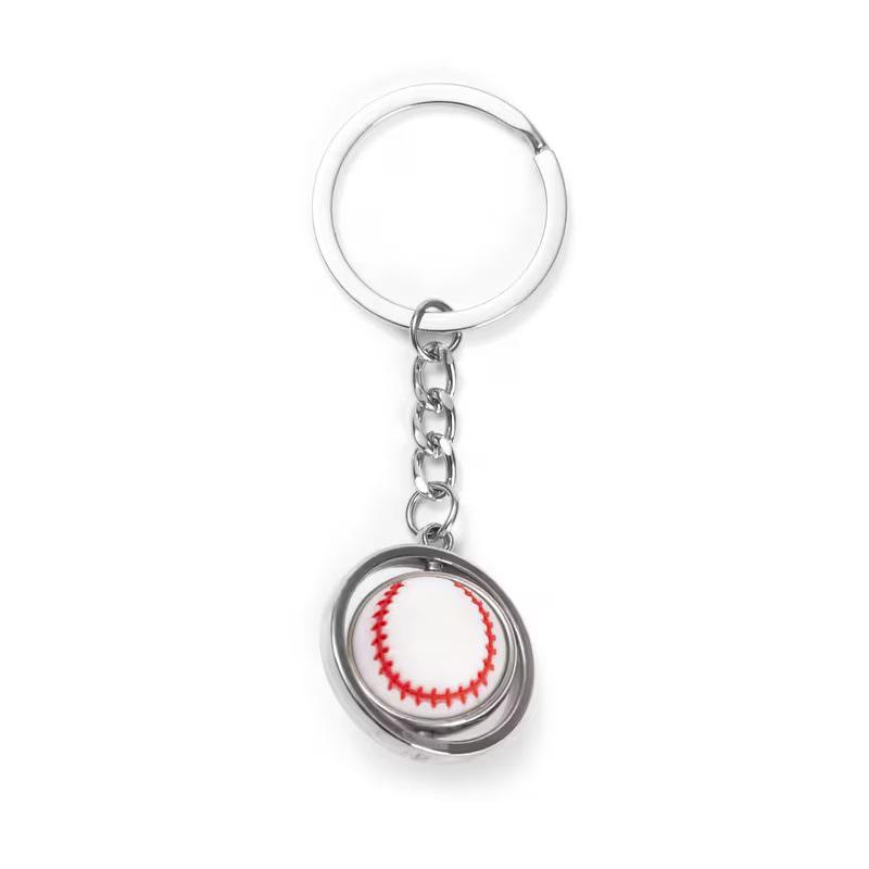 Rotating Sports Ball Keychain: Basketball, Football, Rugby, Baseball Pendant for Enthusiasts