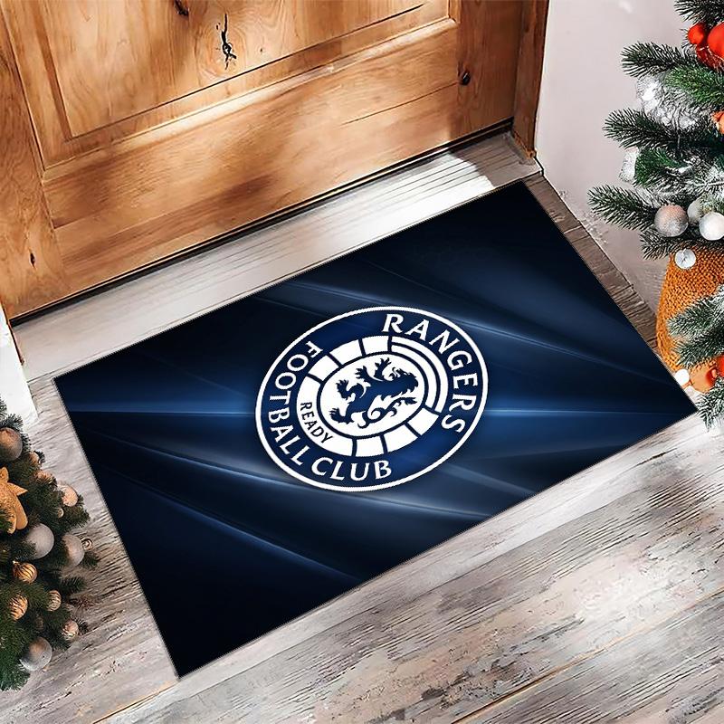 Rangers FC Soccer Football Pattern Soft Area Rug Non Slip Indoor Floor Carpet Sports Decor Mat for Bedroom