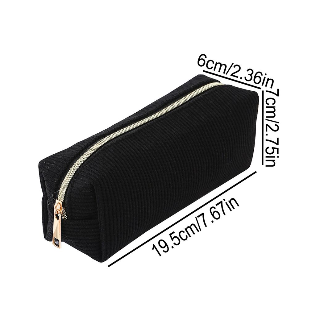 1 PC Solid Color Striped Corduroy Pencil Case Portable Large Capacity Desktop Stationery Storage Student Back-to-School Gift