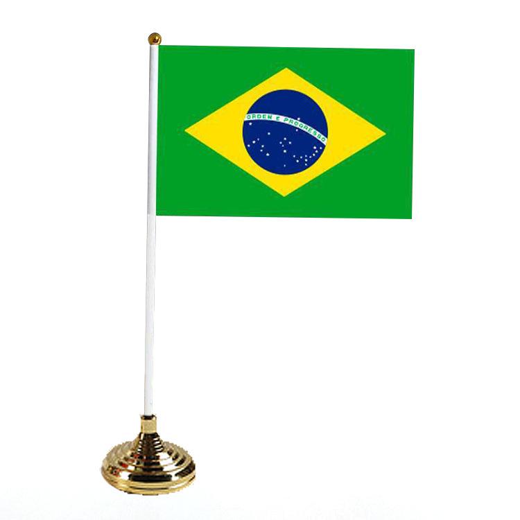 Office Table Flag Polyester 15 * 21cm Small Flag Plastic Flagpole Ornament with Base Table Flag