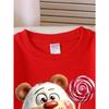 Adorable Crewneck Sweatshirt for Girls Featuring a Bear with a Lollipop Heart, Suitable for Machine Washing
