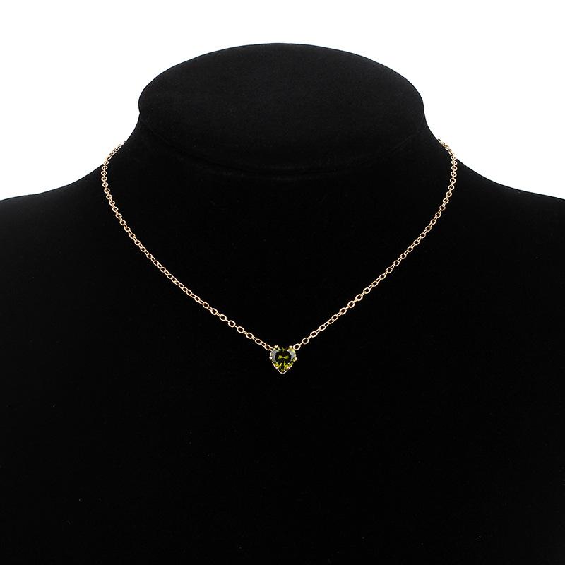 New accessories, European and American simple alloy chain crystal necklace, colorful fashionable heart-shaped zircon collarbone chain