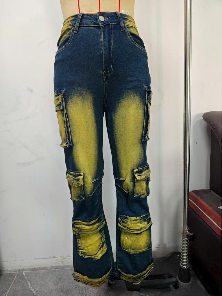 Rebellisk Estetik Tie-Dye Vida Ben Högmidjade Byxor