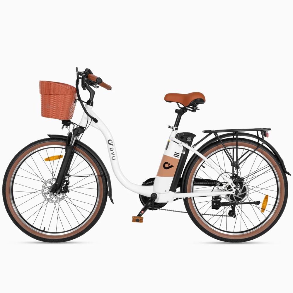 Electric Bike DYU C6 Pro 26" 250W Motor 15.6AH Max Range 80Km Load 120Kg White