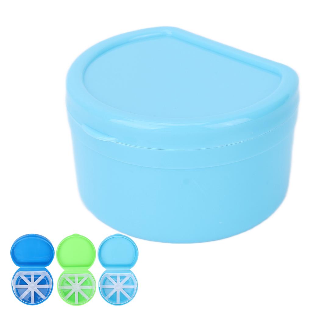 Portable Dental Retainer Box False Teeth Storage Box with Basket Net Container for Travel
