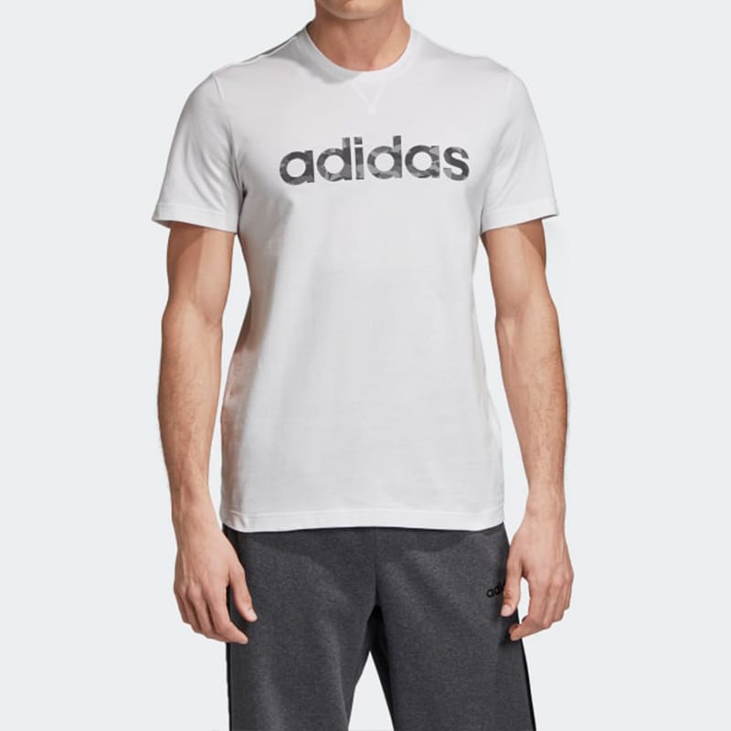 adidas T Shirts Men's White Crew Neck Moderate Straight Fit FH6625