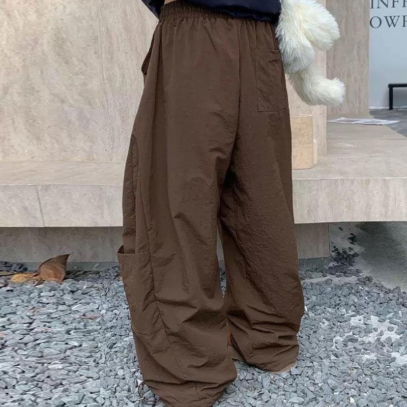 Oversize Kargo Paraşüt Pantolon Kadın Japon Stili Geniş Paça Jogger Hippie Bol Vintage Eşofman Altı Pantolon