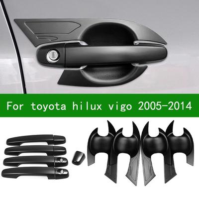 Accessory Glossy Black Car Side Door Handle Bowl Cover Trim For Toyota Hilux Vigo 2005-2015 2012 2010 2008 2009 2014 2013 2014
