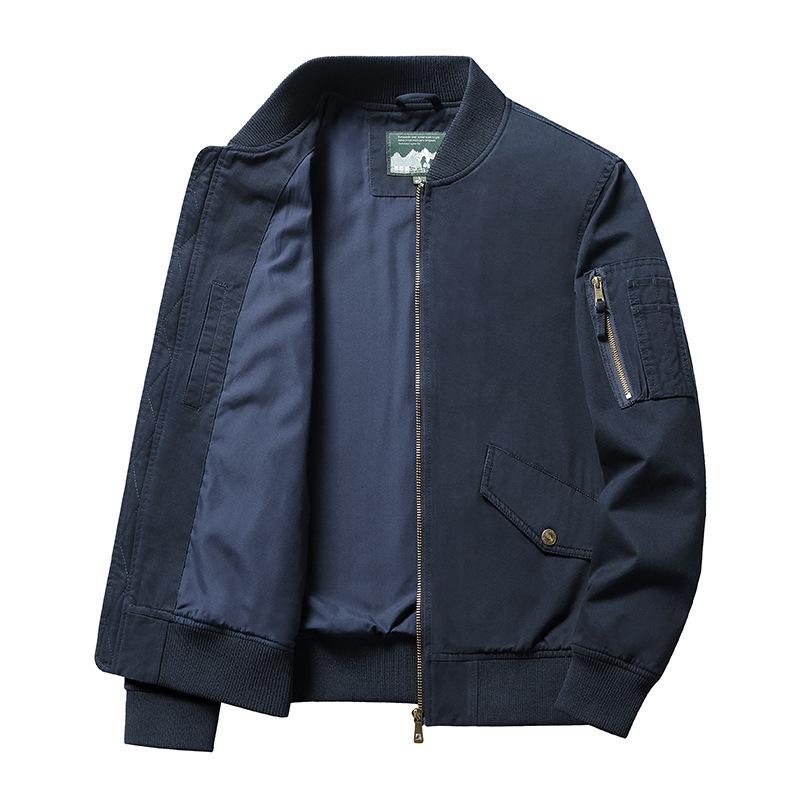 Casual Jacket Men's Middle-aged Thin Pilot Baseball Jersey Men's Spring and Autumn Short Stand-up Collar Tooling Jacket