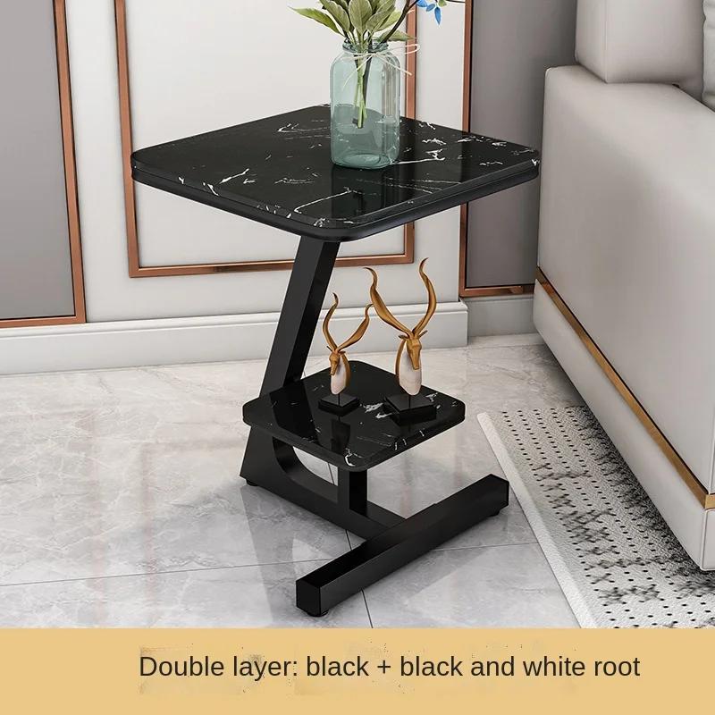 Rectangle Side Table Nordic Luxury Marble Coffee Table Wrought Iron Bedroom Home Living Room Sofa Creative Double Side Table