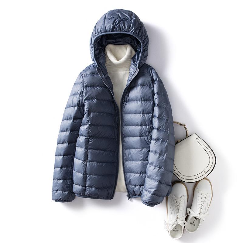 2026 Autumn/Winter Women's Plus Size Korean Slim Fit Lightweight Down Hooded Jacket