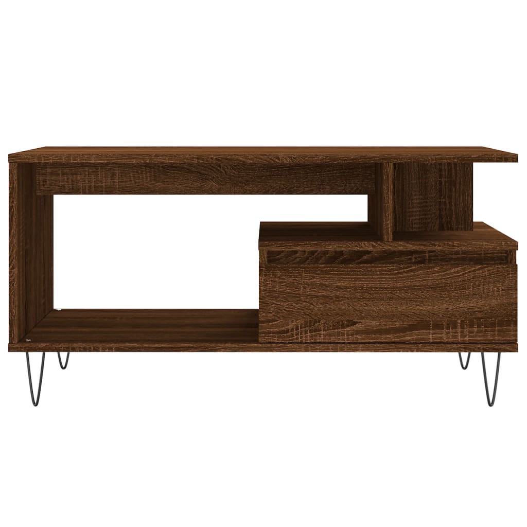  Coffee Table, Brown Oak 90x49x45 Cm, Wood-based Material