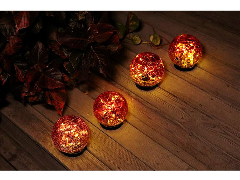 Solar Red Crackle Glass Ball Light - Waterproof Outdoor Garden & Lawn Decor