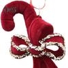 Christmas Ornaments Red Flocking Candy Cane Reindeer Bow Snowflake Hanging Decoration for Tree Home Decor
