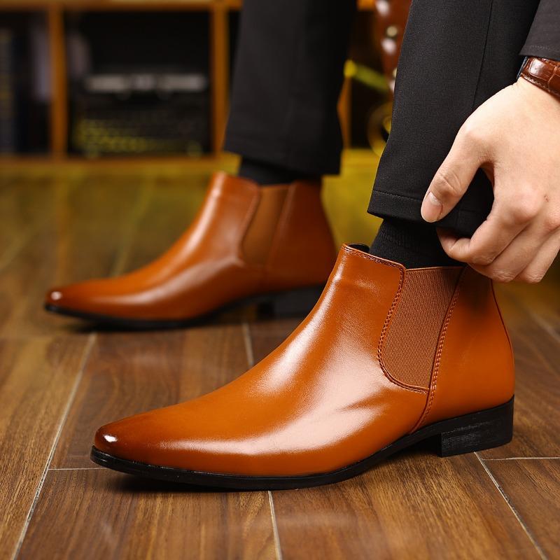 Autumn Winter Leather Chelsea Boots for Men Designer Soft-soled Business Men Dress Shoes Big Size Ankle Boots Male
