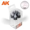 Measuring Bottle - 4x30 Ml - Screw-on Measuring Cap - Metal Ball for Mixing - Transparent PVC, Funnel