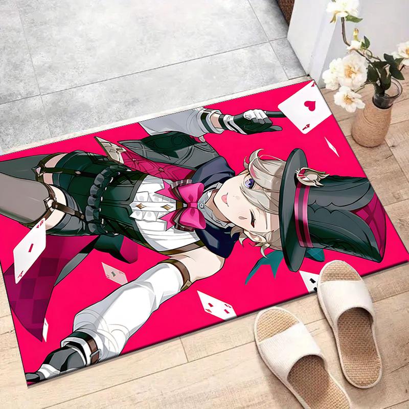 1pc Genshin Impact Lyney Lynette Design Printed Area Rug Carpet for Bedroom Living Room Home Decor Rugs Mat Non Slip Mat Rug for Bedside