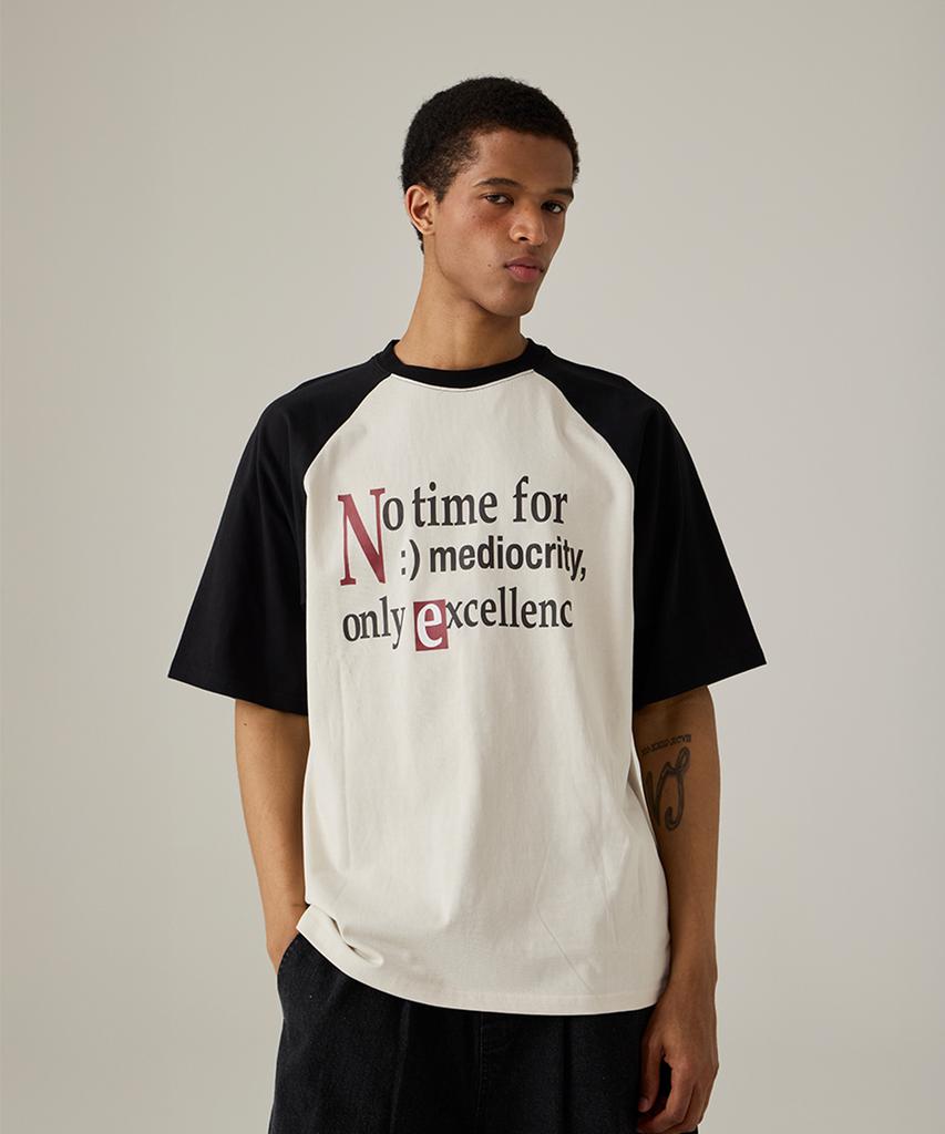URBANAGE No Time Raglan Color Block Oversized Short Sleeve Black