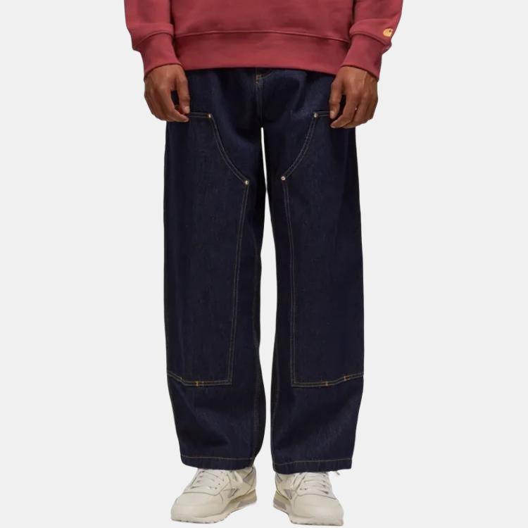 Carhartt WIP SS23 Double Knee Pant Casual Loose Long Denim Pants Men pants Blue I032106-01-02