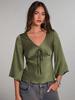 European and American Fashion Slim Fit V-Neck Pullover Shirt, Women's Solid Color, 2026 Spring/Summer