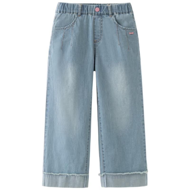 DAVE&BELLA Girls' Thin Straight-Leg Denim Jeans