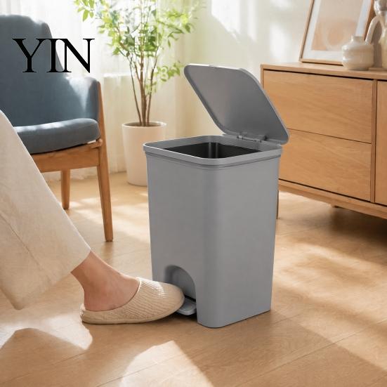Hands Free Waste Container Slim Trash Can, with Pedal Step Design, Touchless Odor Proof Wastebasket, Bathroom Bin Garbage Narrow Basket, for