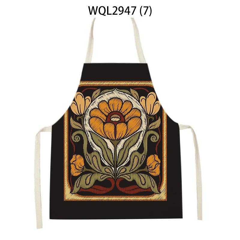 Flower Rabbit Beauty Pattern Kitchen Aprons for Women Men Linen Waist Bibs Household Cleaning Pinafore Home Cooking Apron