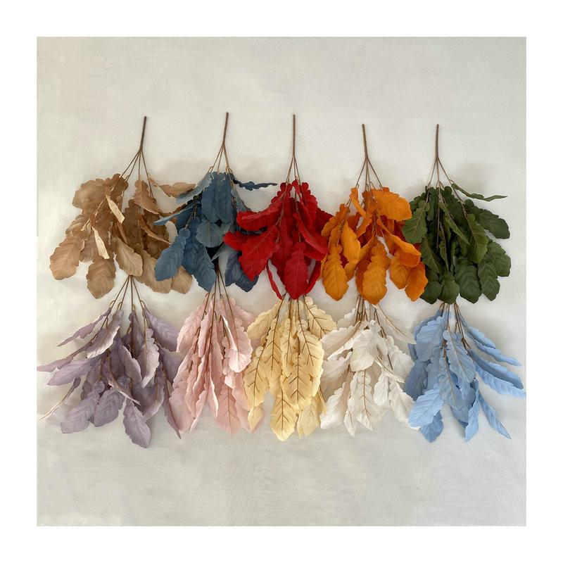 Leaves Flocking Cloth Wedding Bouquet Photography Styling Props Decor Home