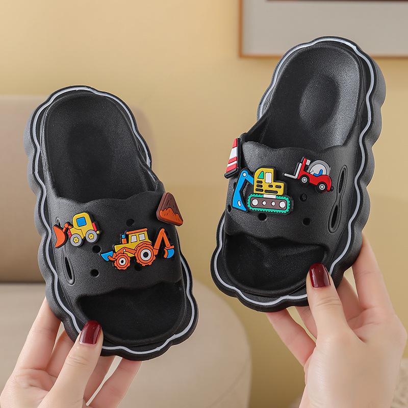 Kids' Fashion Bow Slippers - Non-slip, Durable, Thick-soled Cartoon Sandals for Boys & Girls, Great for Home & Beach Use