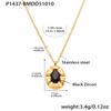 Qiong Yao Geometric Oval Black Zircon Pendant Clavicle Chain - Light Luxury Stainless Steel Jewelry