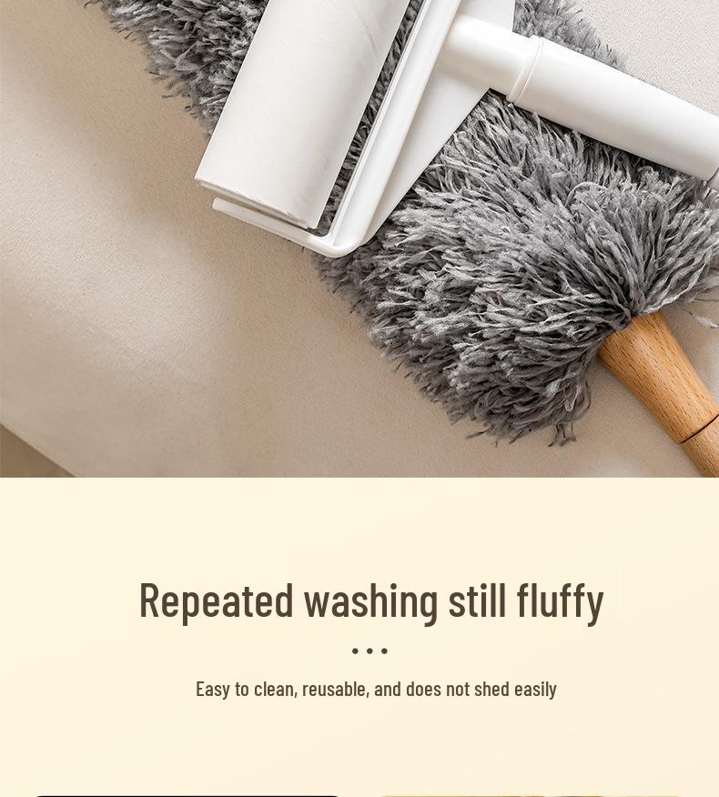 Retractable Wool Static Electric Feather Duster - Extended Cleaning Tool